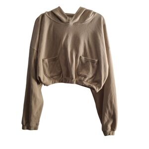 Mono B Tan Cropped Hoodie Size L